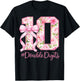 10 Years Old Double Digits Pink Coquette 10th Birthday Girl T-Shirt - T-Shirt | Black