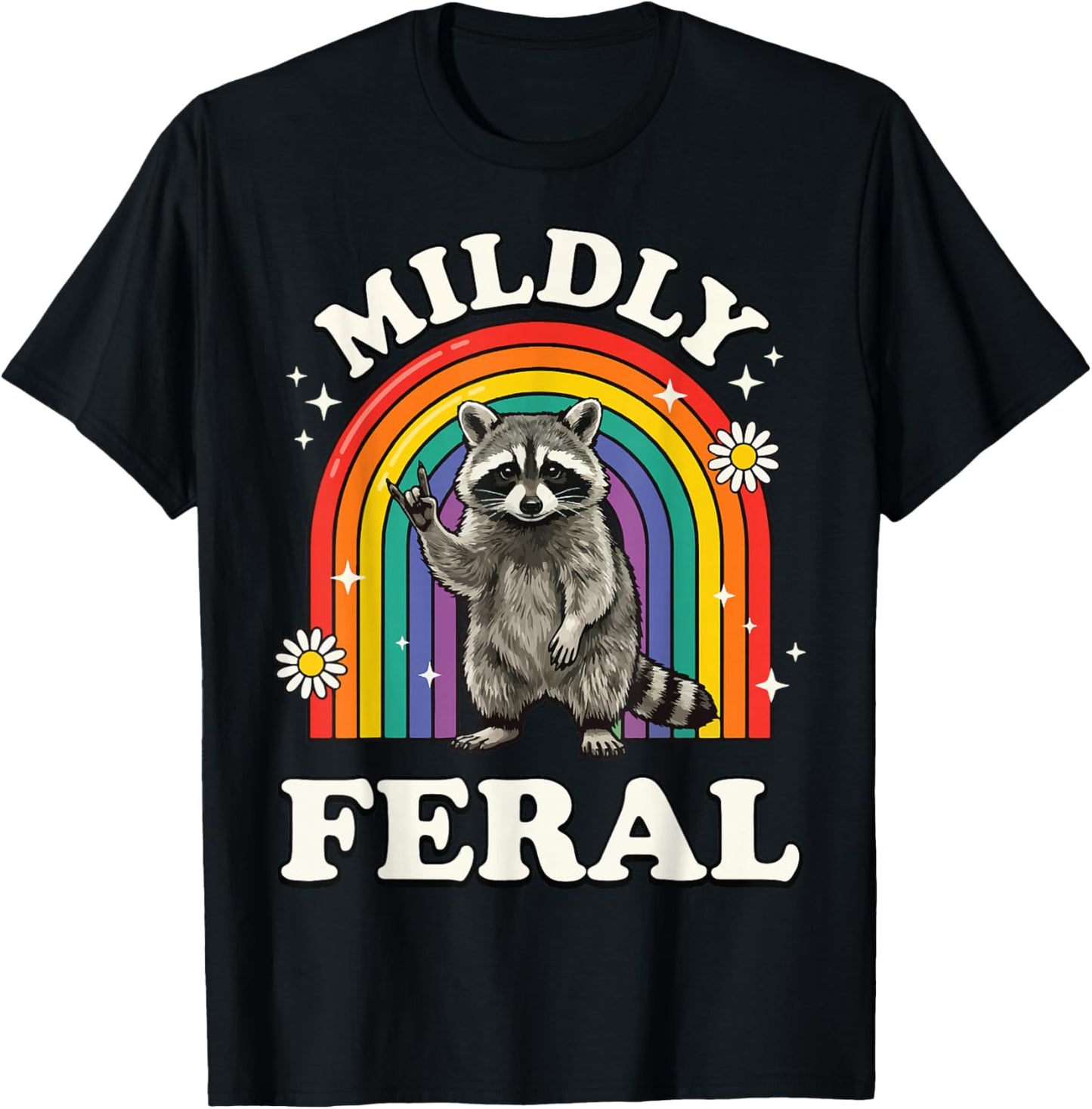 Mildly Feral Raccoon T-Shirt - T-Shirt | Black