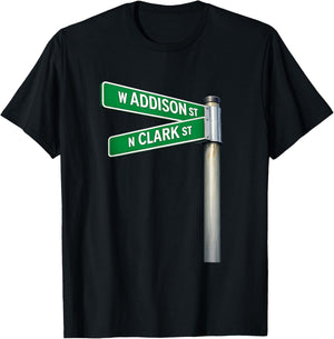 Addison Clark Chicago City Street Sign North Side T-Shirt - T-Shirt | Black