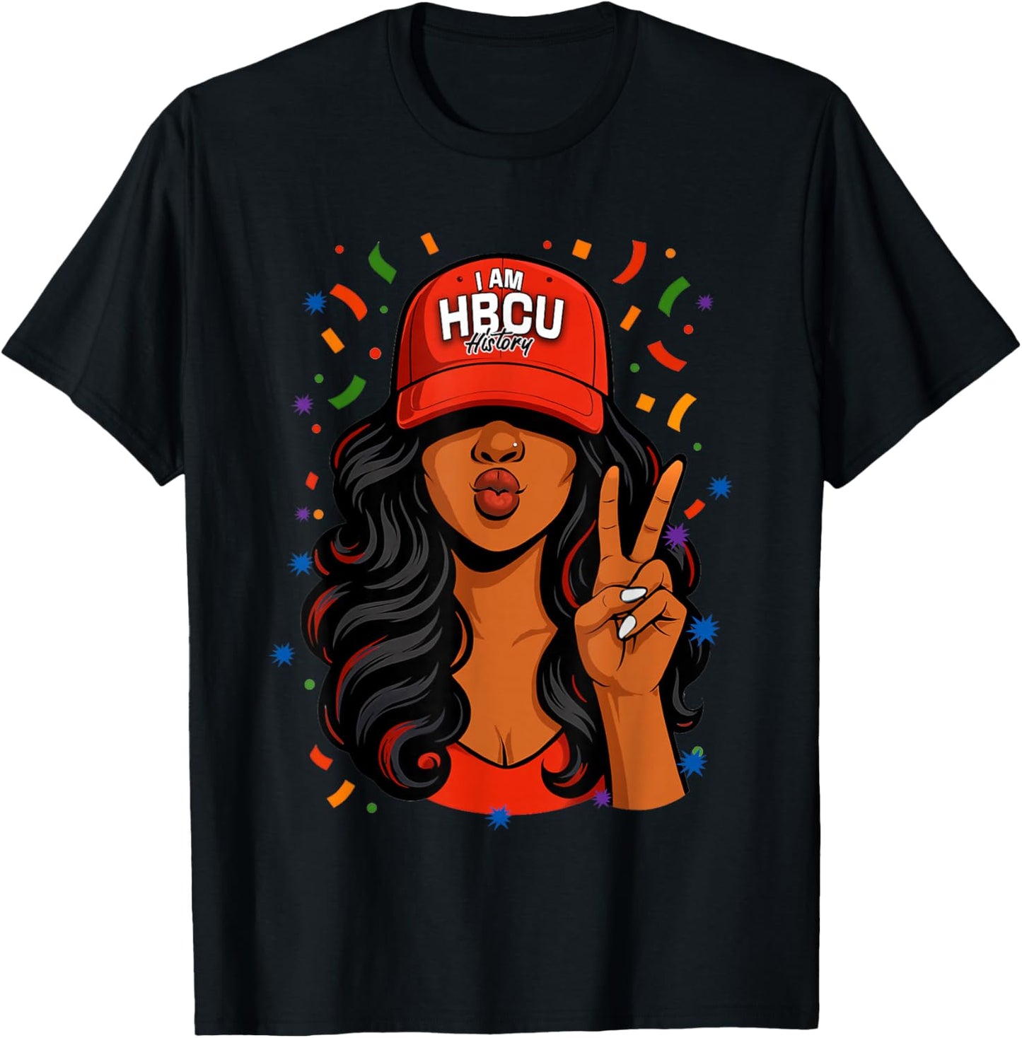 I Am HBCU Black History Month Black Woman Red Hat T-Shirt - T-Shirt | Black