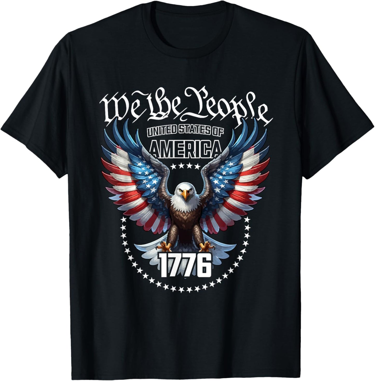 USA Patriotic American Flag Theme Eagle Design T-Shirt - T-Shirt | Black