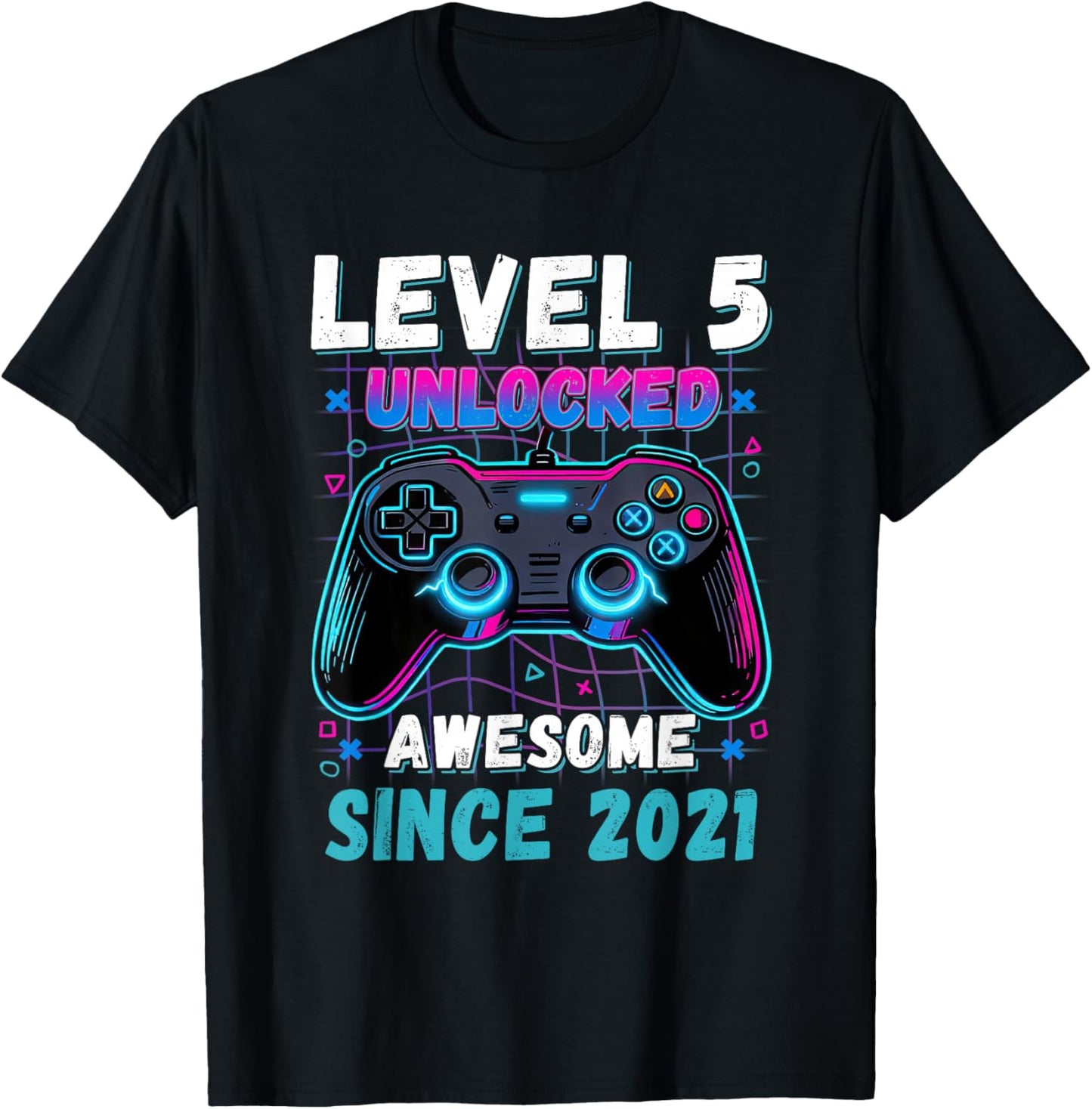 Level 5 Unlocked Awesome Since 2021 Fifth 5th Birthday Boys T-Shirt - T-Shirt | Black