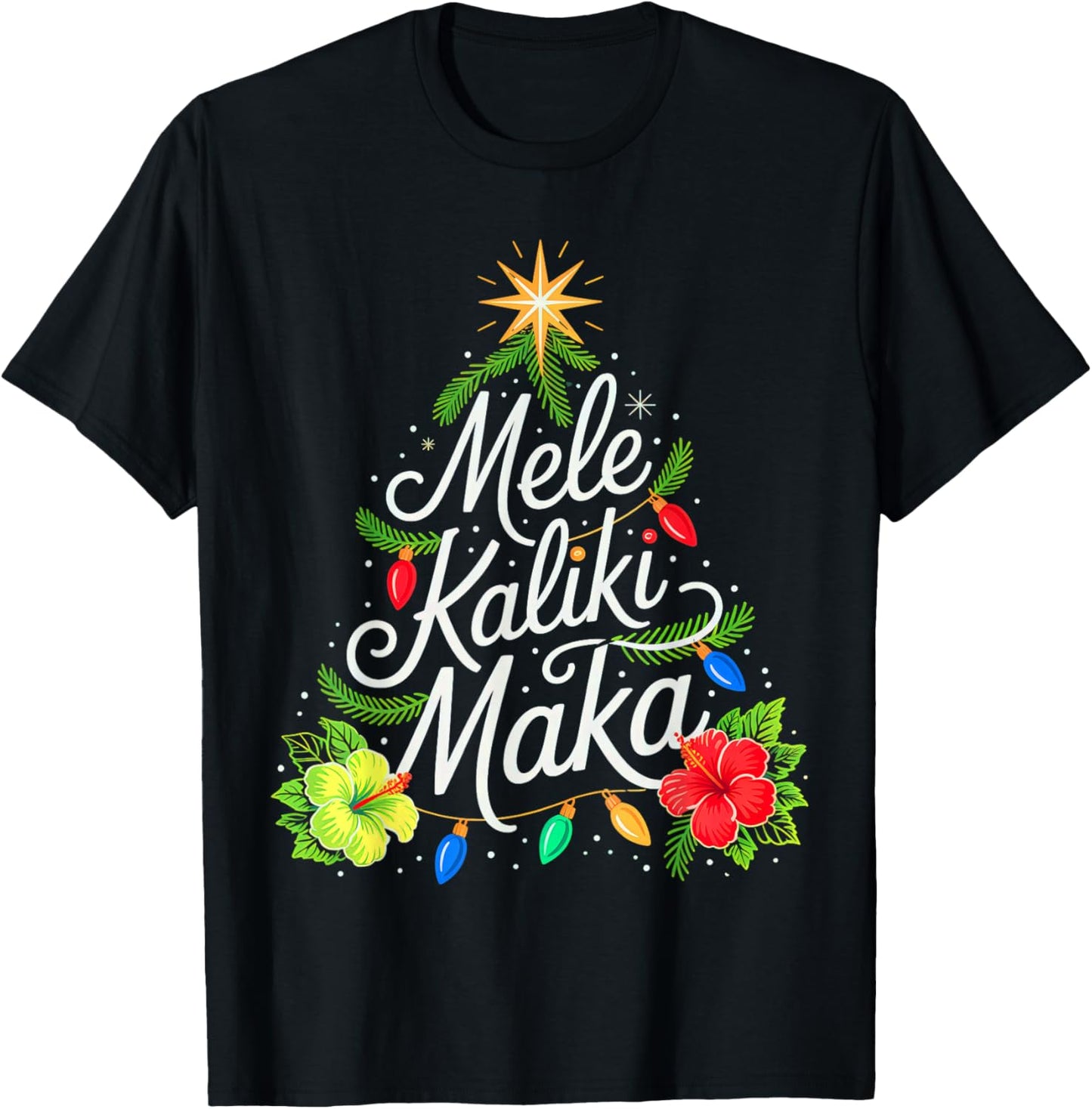 Mele Kalikimaka Christmas Hawaiian Santa T-Shirt - T-Shirt | Black