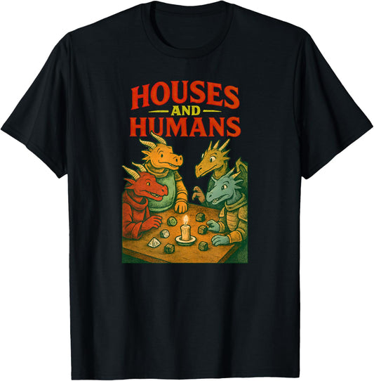 Houses and Humans Gaming Funny RPG Gamer Men Boys Kids T-Shirt - T-Shirt | Black