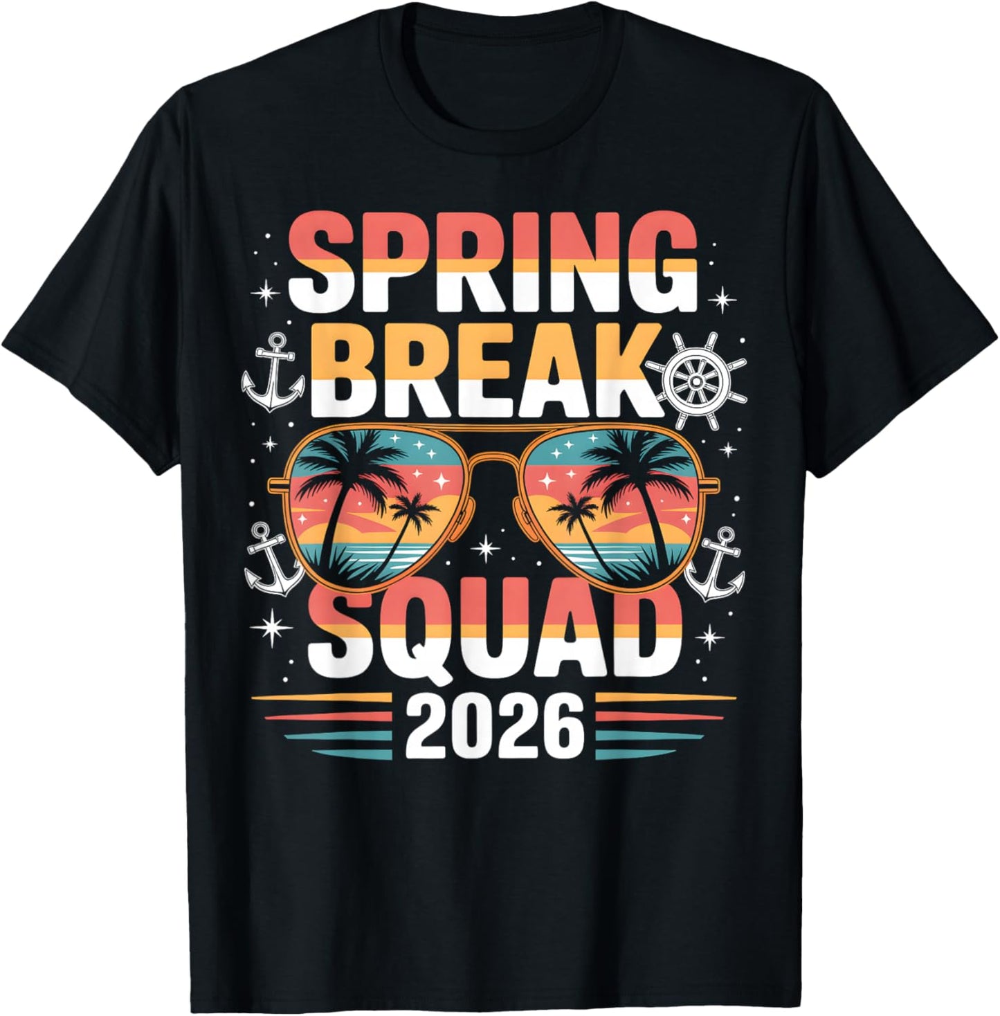 Spring Break Squad 2026 Cruise Vacation Sunglasses Beach T-Shirt - T-Shirt | Black