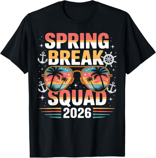 Spring Break Squad 2026 Cruise Vacation Sunglasses Beach T-Shirt - T-Shirt | Black