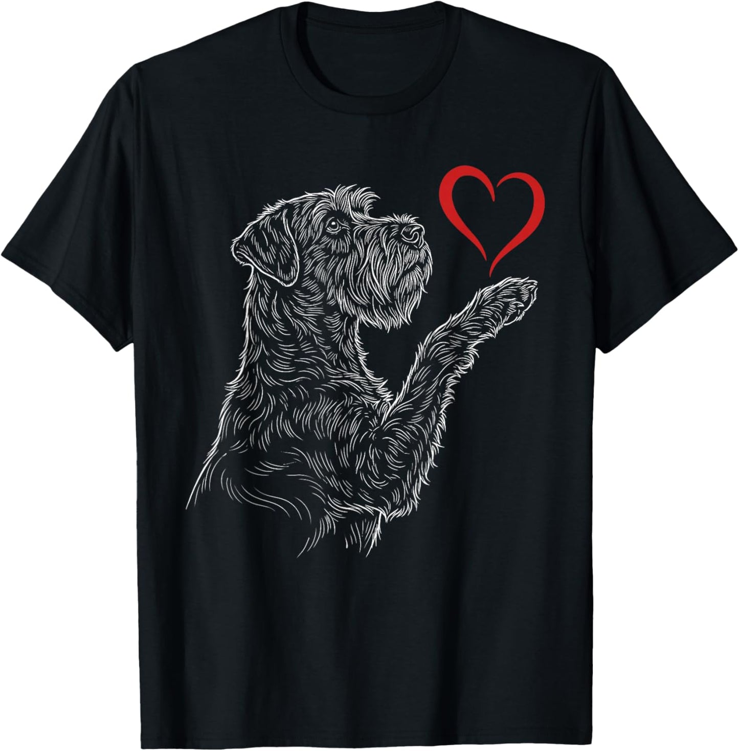 Schnauzer Lover Dog Art Holding Heart Valentines T-Shirt - T-Shirt | Black