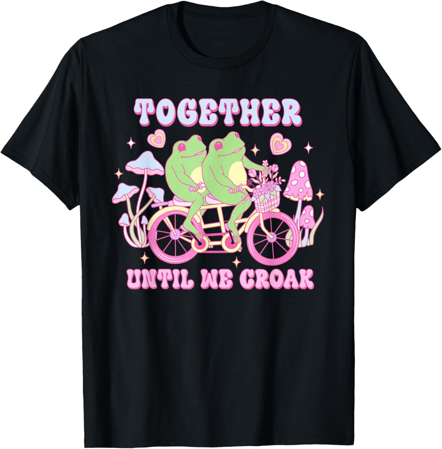 Together Until we Croak Adorable Frog Valentine Day Graphic T-Shirt - T-Shirt | Black