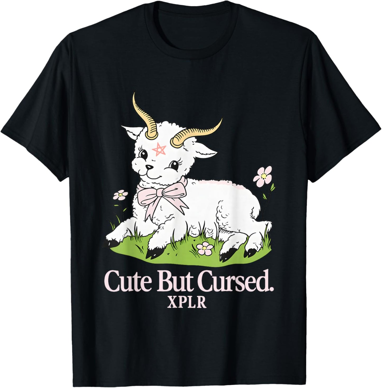 Cute But Cursed Puffer Sheep Halloween T-Shirt - T-Shirt | Black