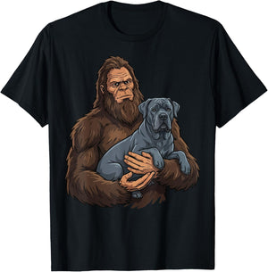 Bigfoot Holding Cane Corso T-Shirt - T-Shirt | Black