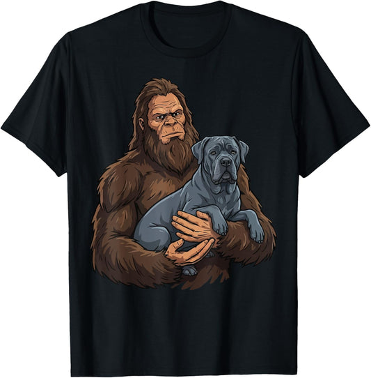 Bigfoot Holding Cane Corso T-Shirt - T-Shirt | Black