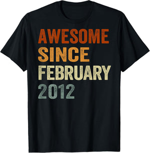 (ON Back) Retro February 2012 14 Years Old 14th Birthday T-Shirt - T-Shirt | Black