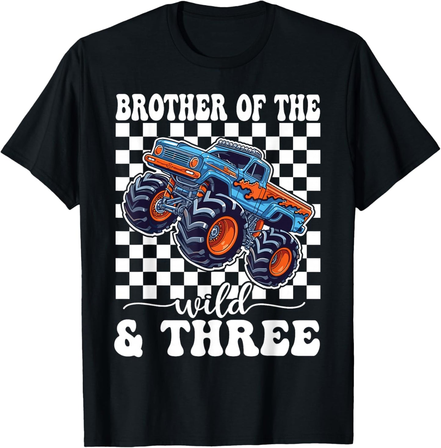 3rd Birthday Monster Truck Young Wild and Three 3 Year Old T-Shirt - T-Shirt | Black
