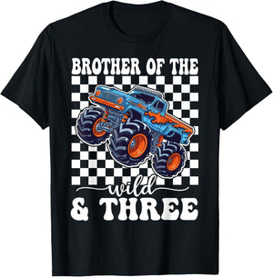 3rd Birthday Monster Truck Young Wild and Three 3 Year Old T-Shirt - T-Shirt | Black