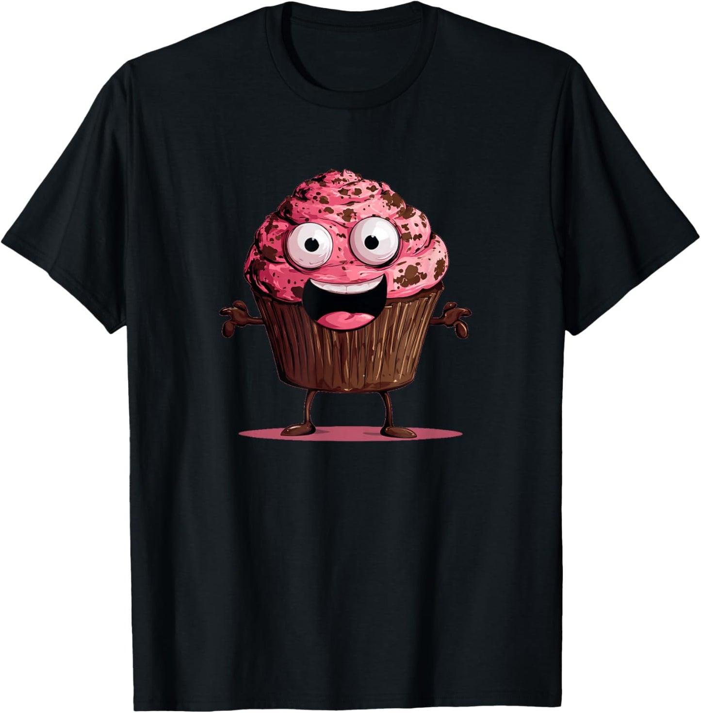 Funny Pink Muffin Face for Cupcakes and Muffins Lovers T-Shirt - T-Shirt | Black