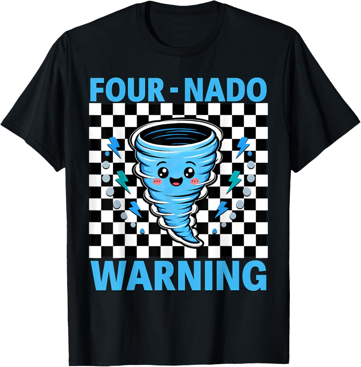 Four Nado Warning 4th Birthday 4 Years Old Kids Boys Girls T-Shirt - T-Shirt | Black