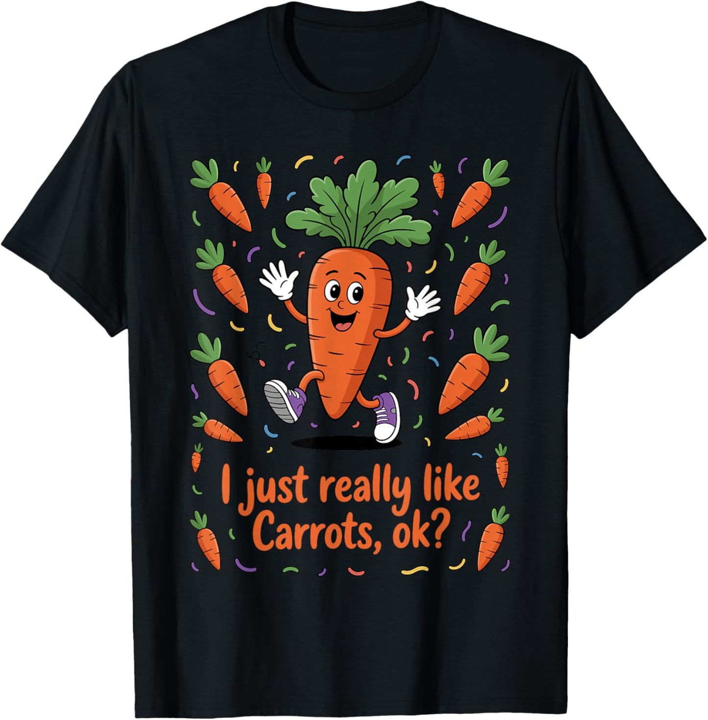 Funny Carrot Art Women Kids Vegetable Carrot Lover T-Shirt - T-Shirt | Black