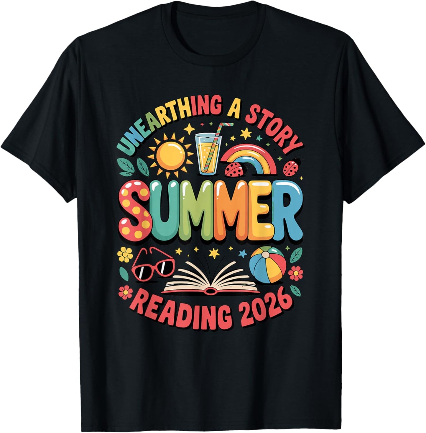 Unearth a Story Summer 2026 Summer Reading Program Book T-Shirt - T-Shirt | Black