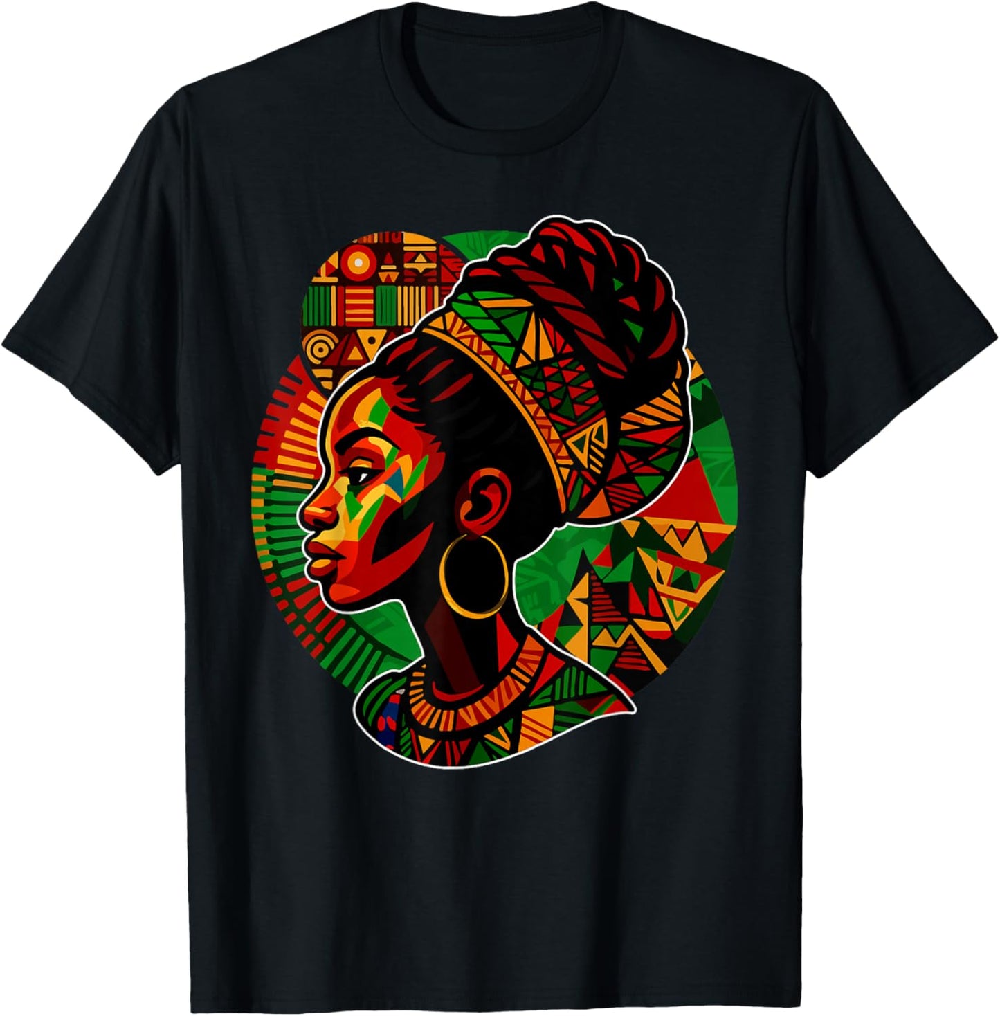 Black Queen Black History Month Women Girls Dashiki Print T-Shirt - T-Shirt | Black