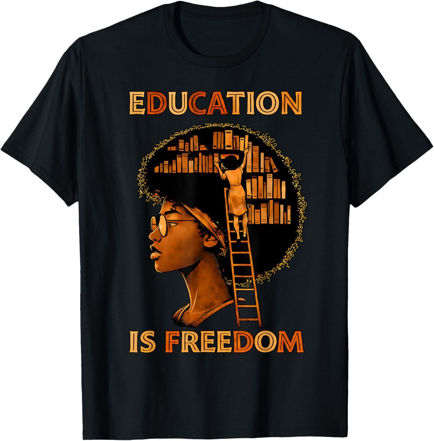 Education is Freedom Black Teacher Book Black History Month T-Shirt - T-Shirt | Black