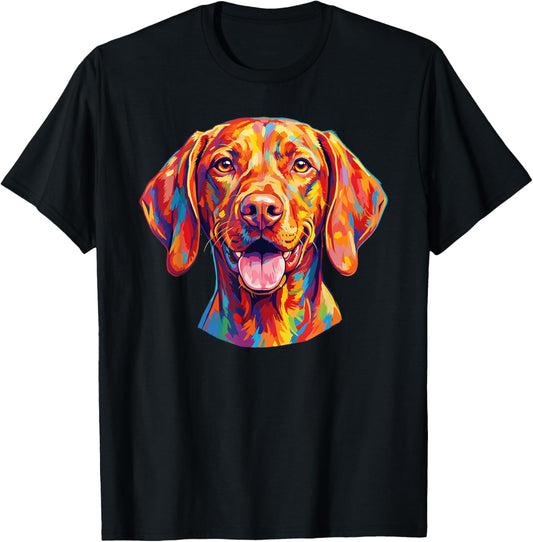 Colorful Vizsla Dog T-Shirt - T-Shirt | Black