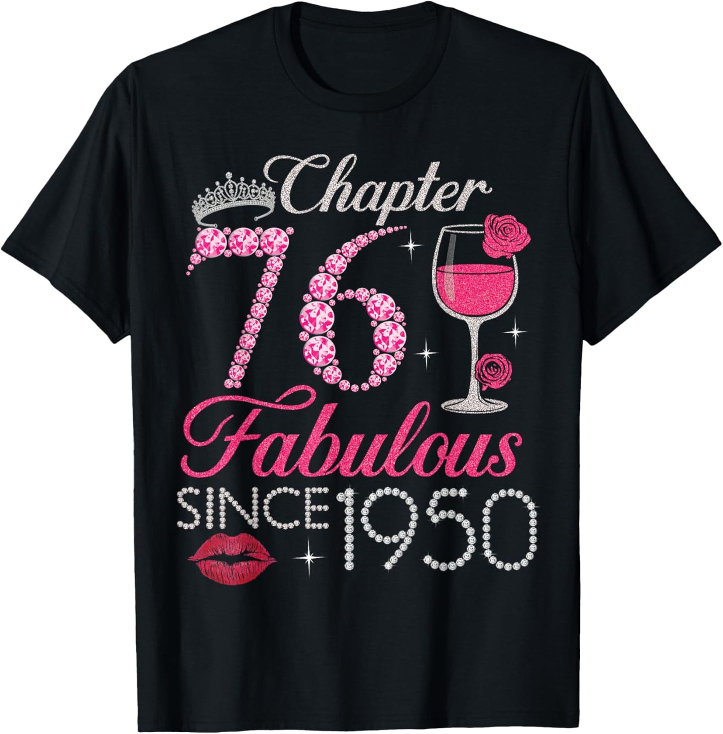 Vintage Chapter 76 Fabulous Since 1950 Birthday Gifts T-Shirt - T-Shirt | Black