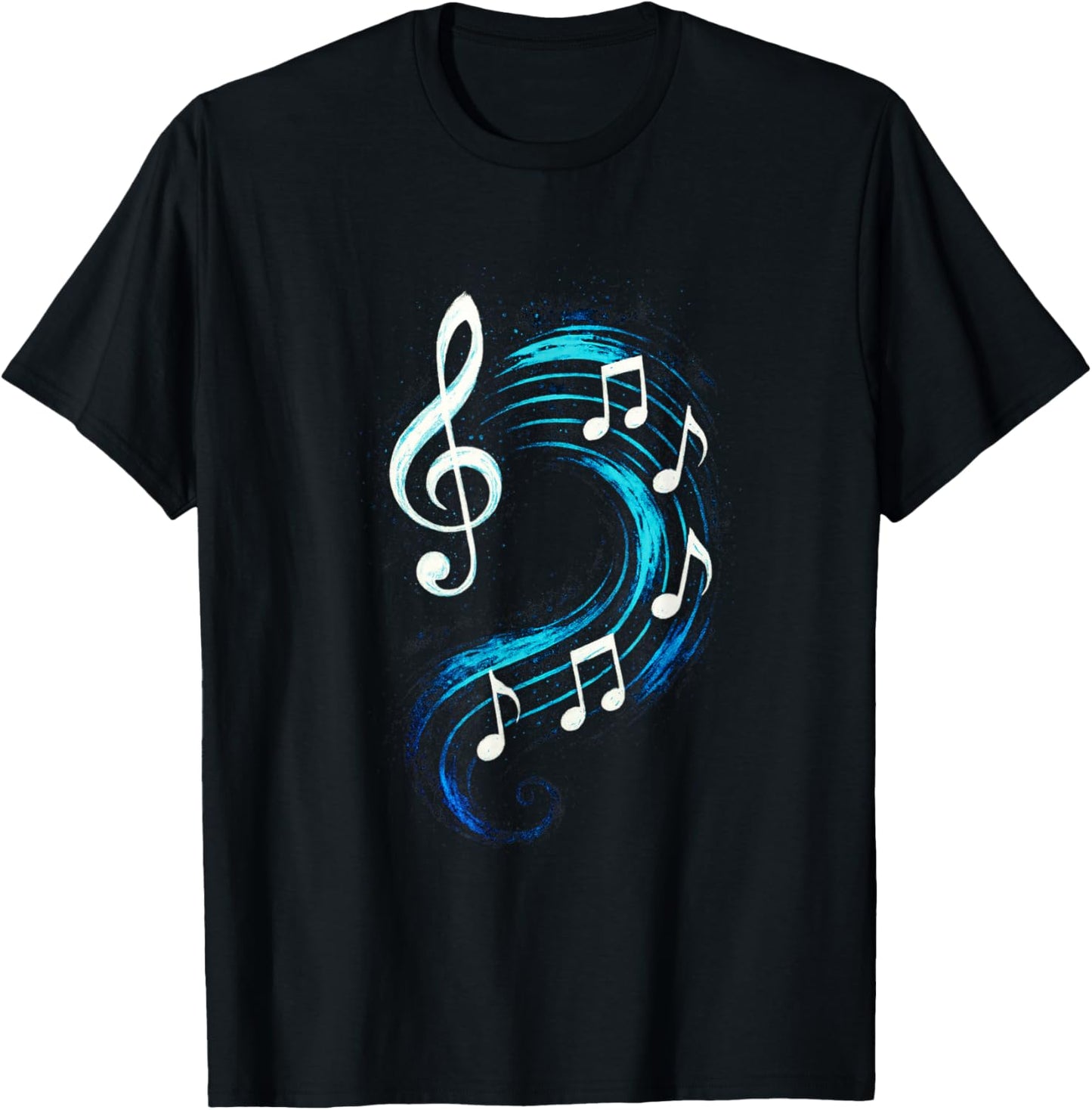 Treble Clef Wave - Music Notes Love Art T-Shirt - T-Shirt | Black