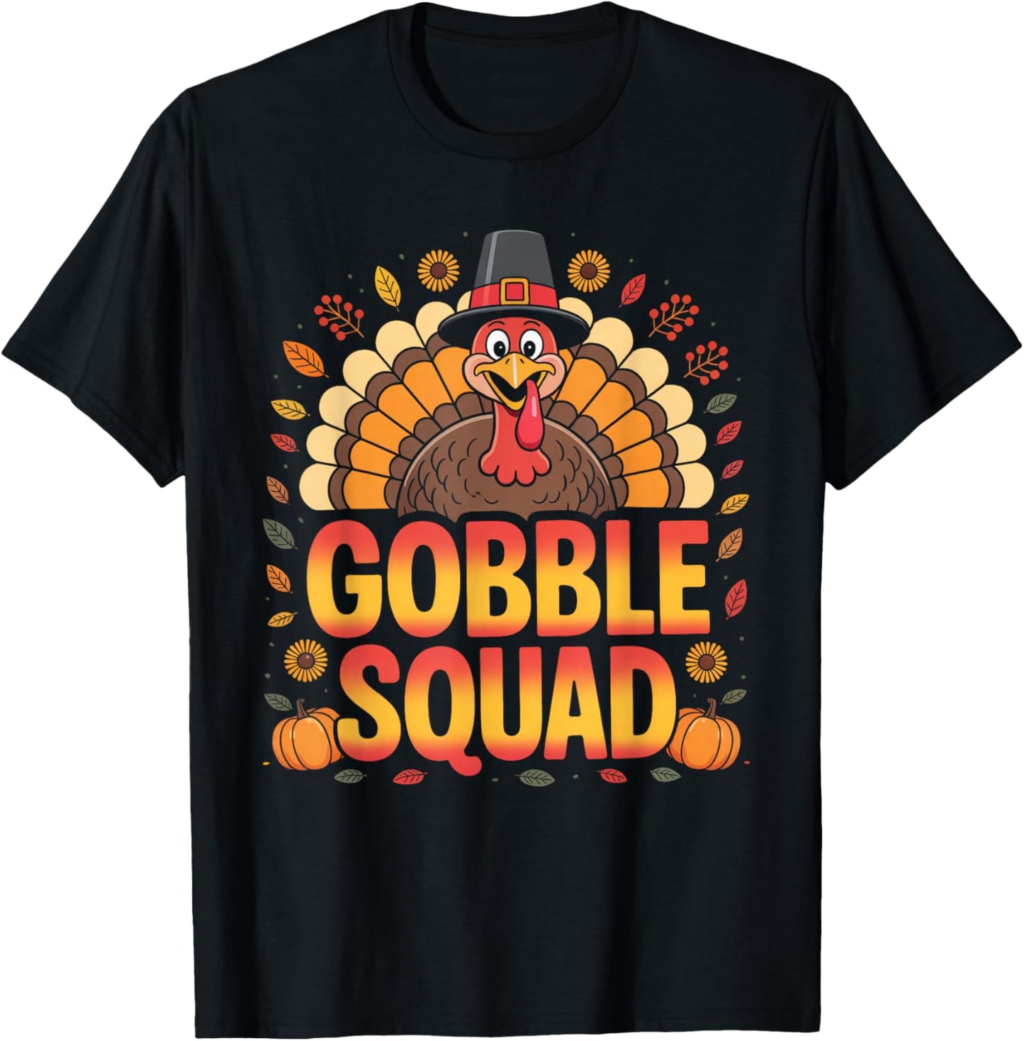 Gobble Squad Turkey Design Cafeteria Gobble Squad Turkey T-Shirt - T-Shirt | Black