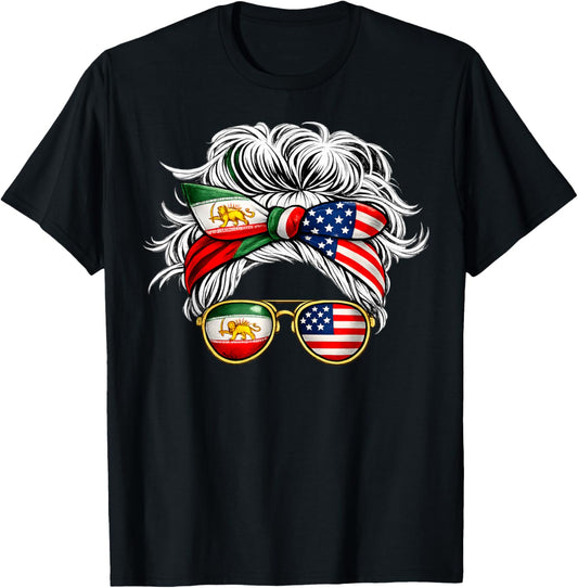 Persian American Flag USA Persia Heritage Women T-Shirt - T-Shirt | Black