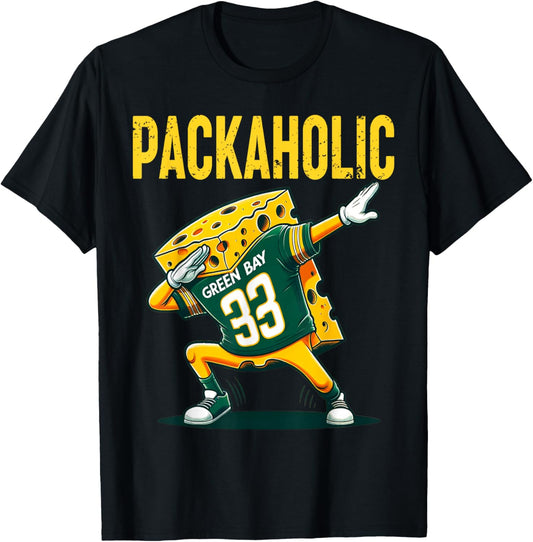 Funny Packaholic Green Bay Cheese Dabbing Cute Cheese Foodie T-Shirt - T-Shirt | Black