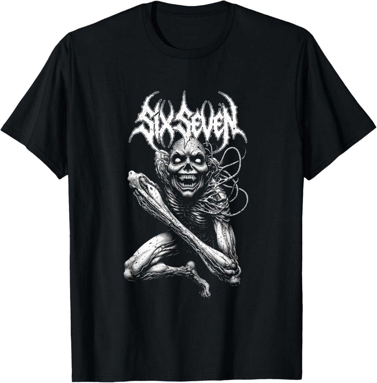 67 Six Seven Heavy Metal Death Metal Metalhead Brainrot T-Shirt - T-Shirt | Black