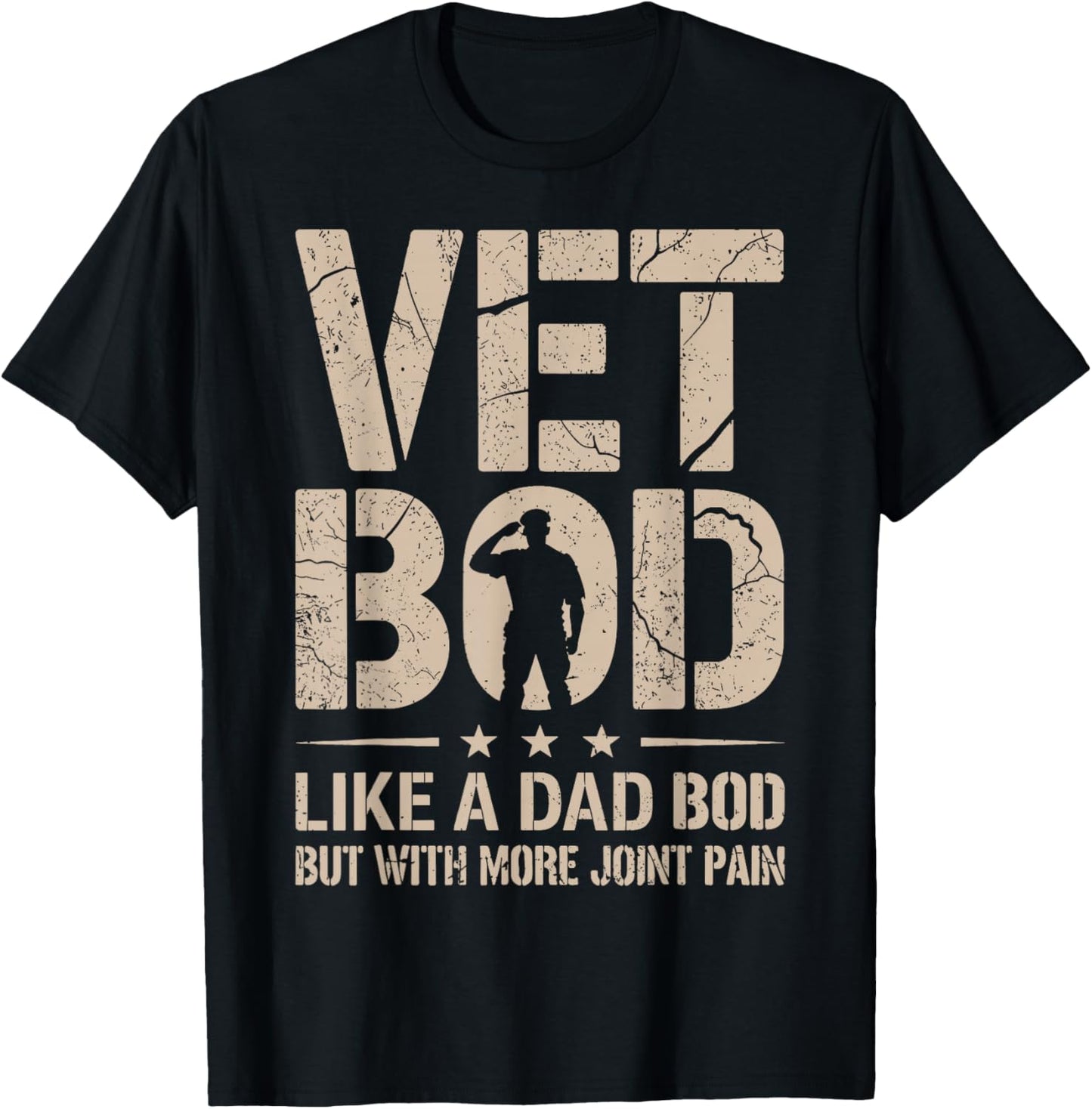 Vet BOD Like A Dad BOD Funny Military Veteran Dad T-Shirt - T-Shirt | Black