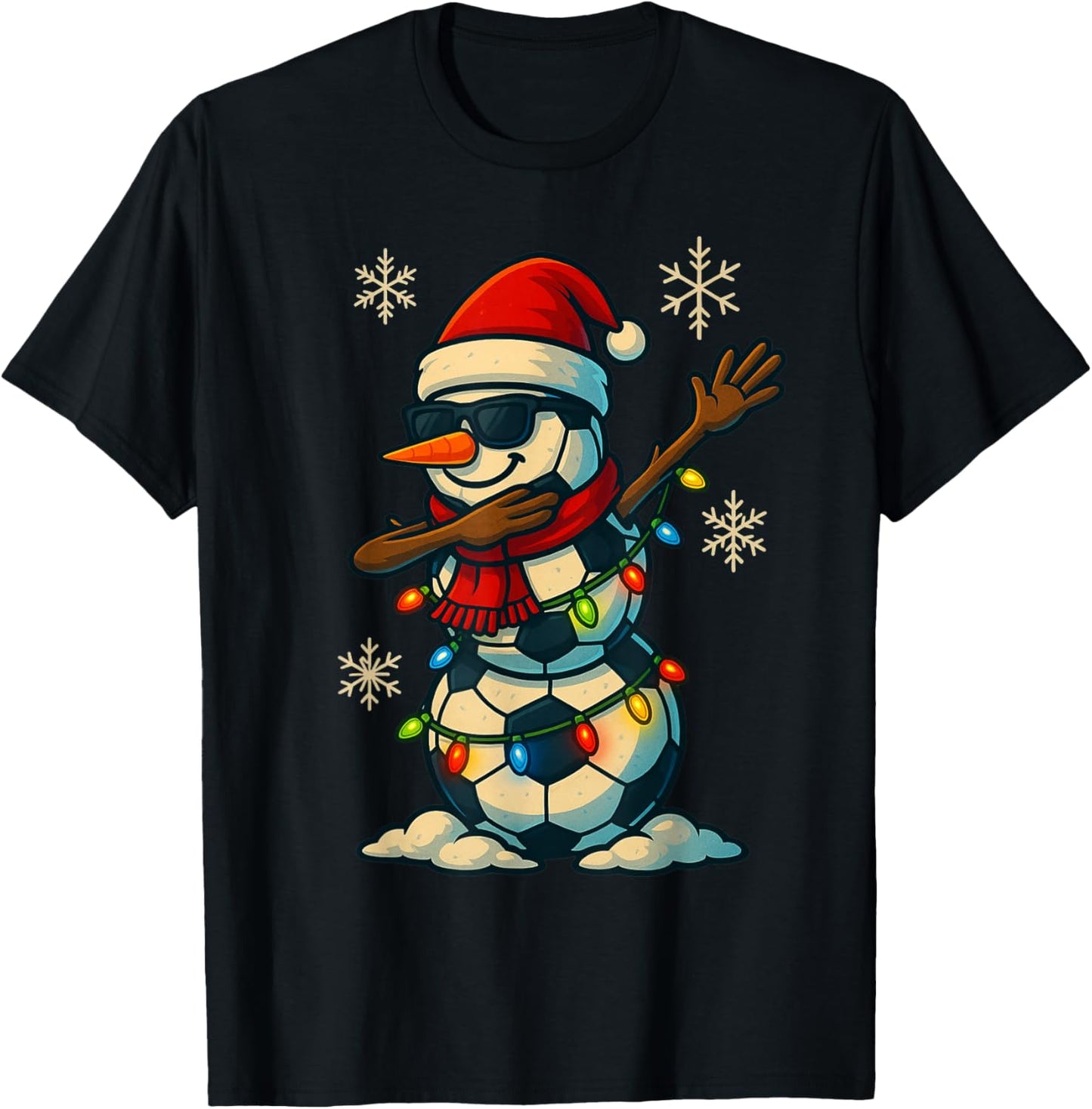 Soccer Balls Snowman Dabbing Funny Christmas Cute Boys Kids T-Shirt - T-Shirt | Black