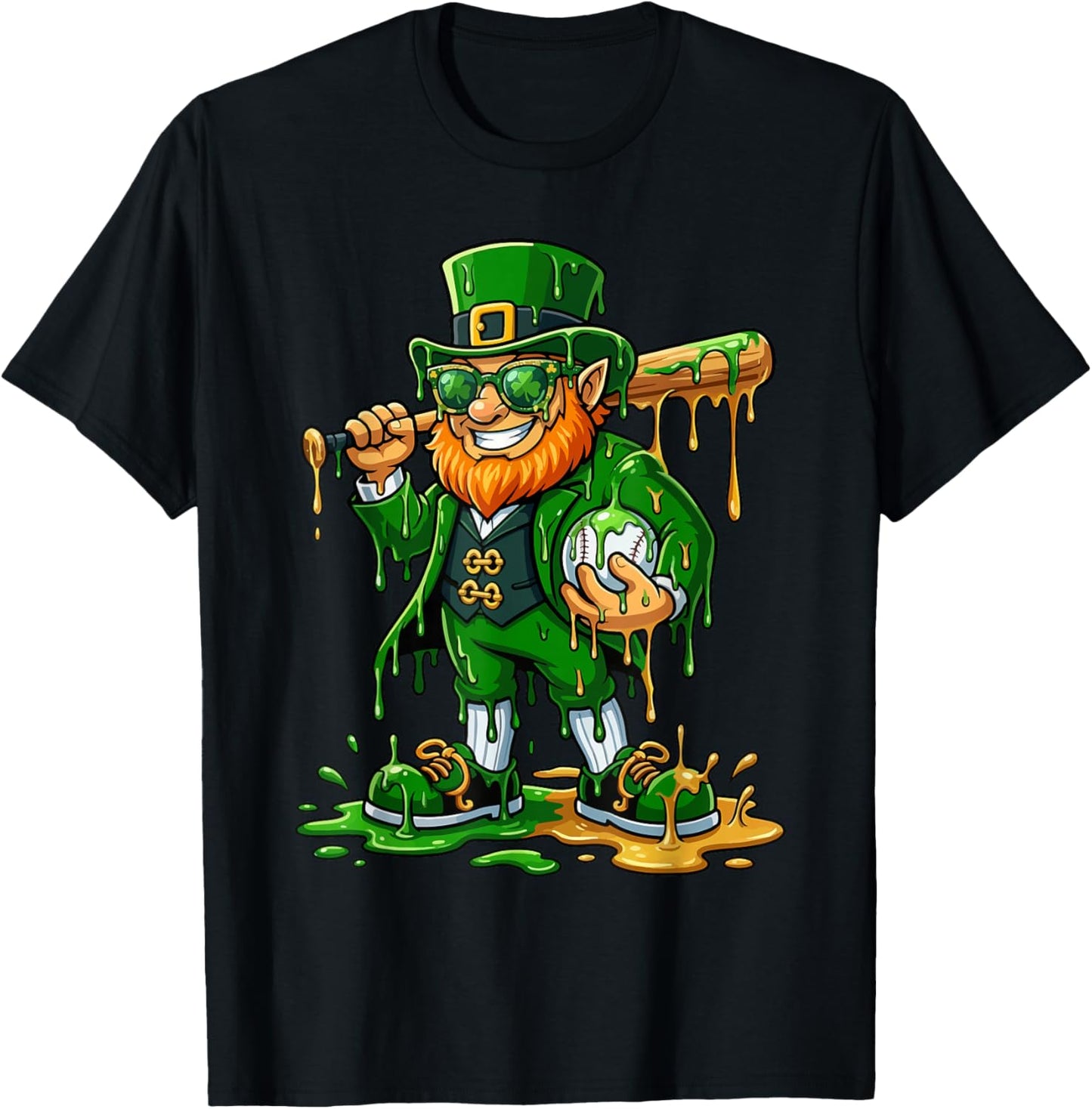 Baseball St Patricks Day Leprechaun Baseball Boys Girls Men T-Shirt - T-Shirt | Black