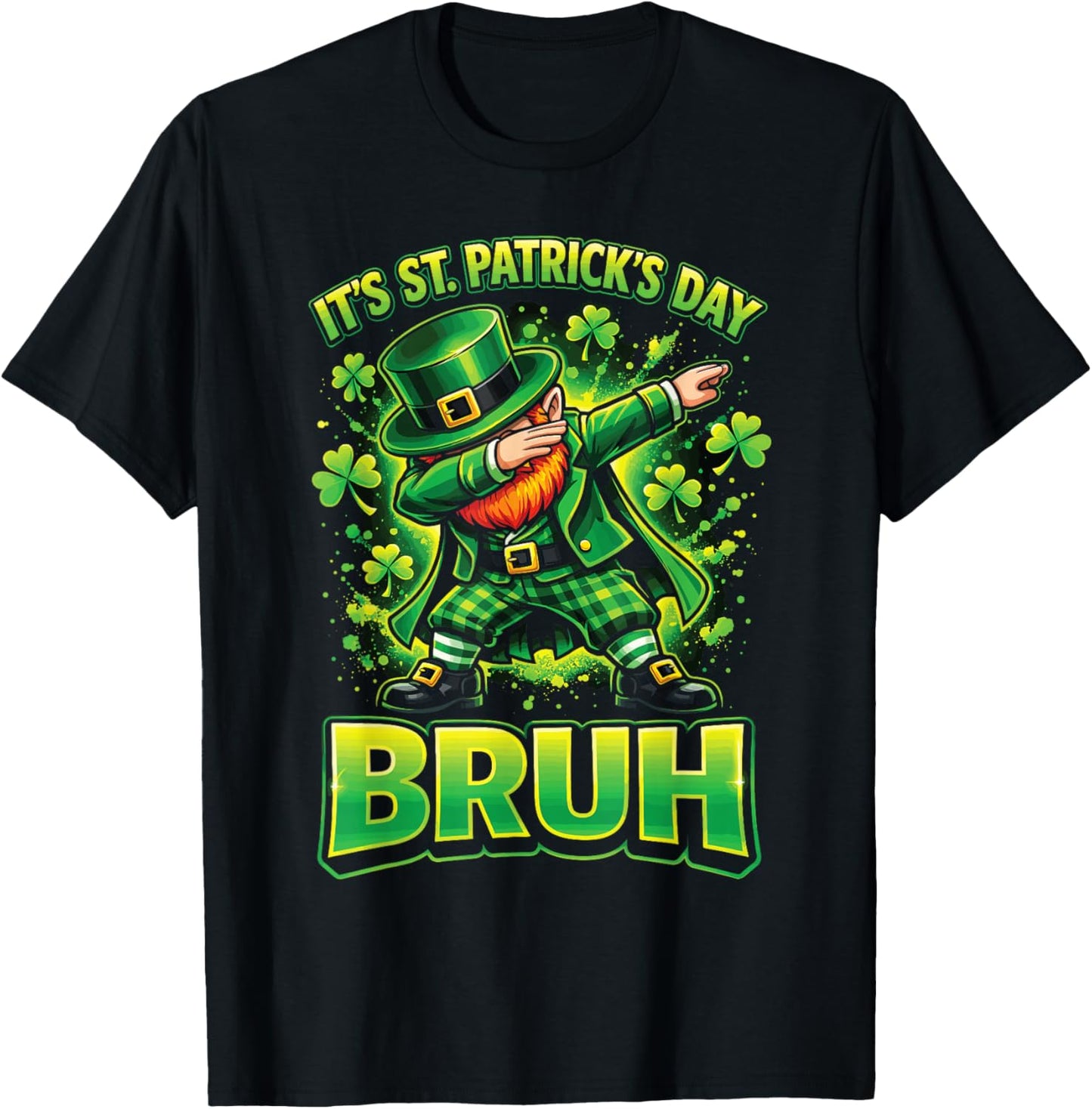 St Patricks Day Bruh for Boys Kids Funny Leprechaun T-Shirt - T-Shirt | Black