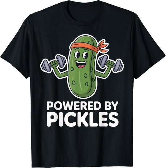 Strong and Crunchy Pickle Lover Powered by Pickles T-Shirt - T-Shirt | Black