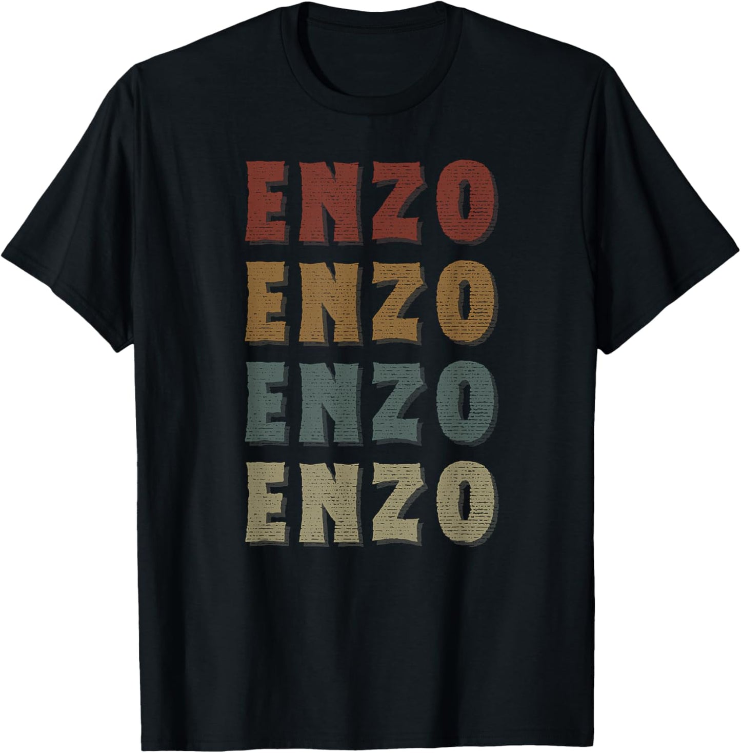 Vintage Cool Enzo First Name Funny Love Heart Enzo T-Shirt - T-Shirt | Black