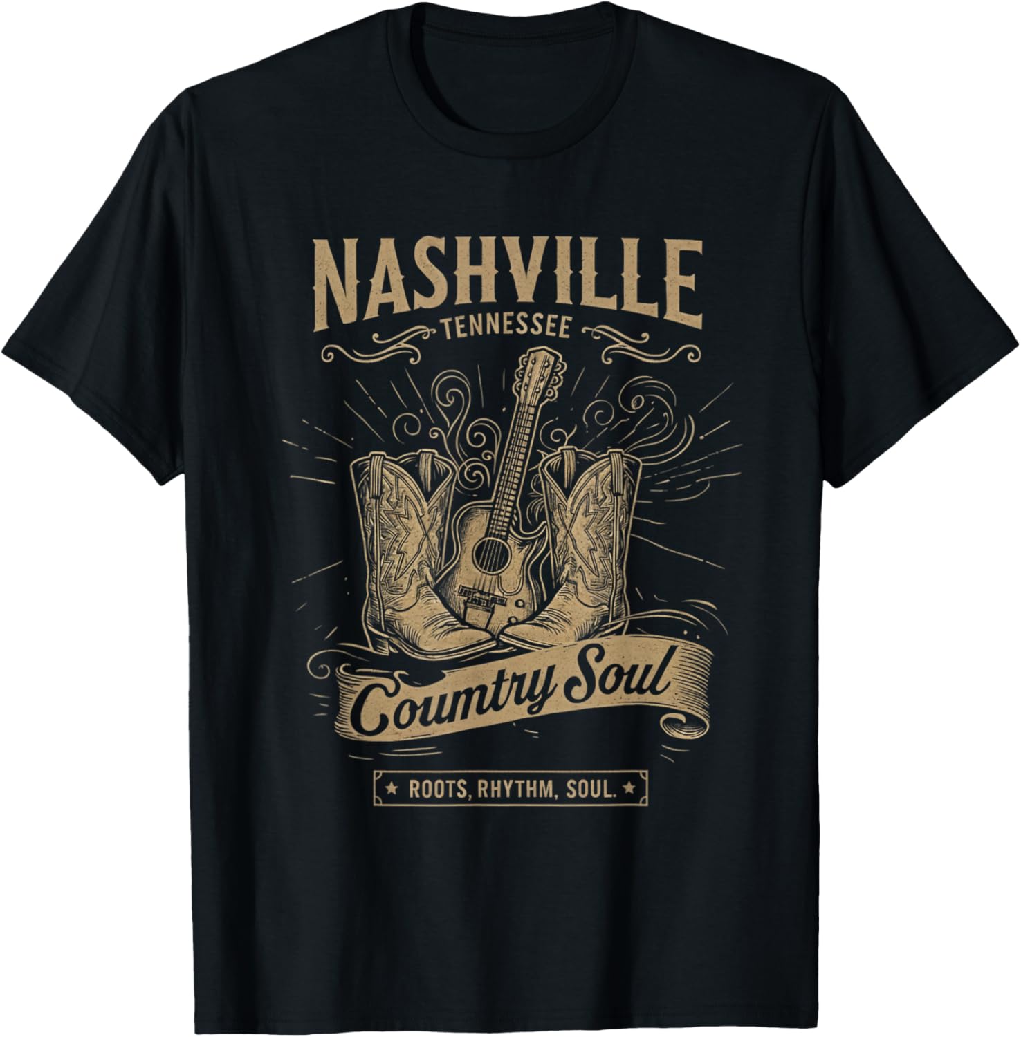 Nashville Tennessee Music City Guitar Women Western Cowboy T-Shirt - T-Shirt | Black
