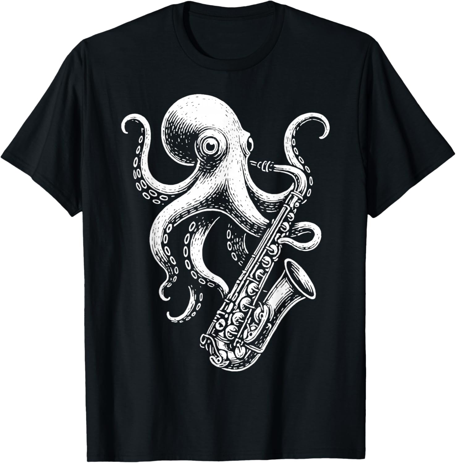 Octopus Saxophone Saxophonist T-Shirt - T-Shirt | Black