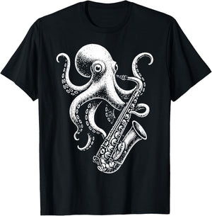 Octopus Saxophone Saxophonist T-Shirt - T-Shirt | Black