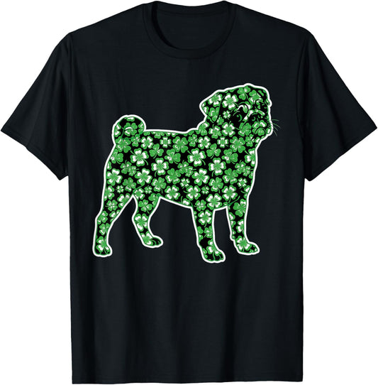 Irish Shamrock Lucky Clover Pug Lover St Patricks Day T-Shirt - T-Shirt | Black