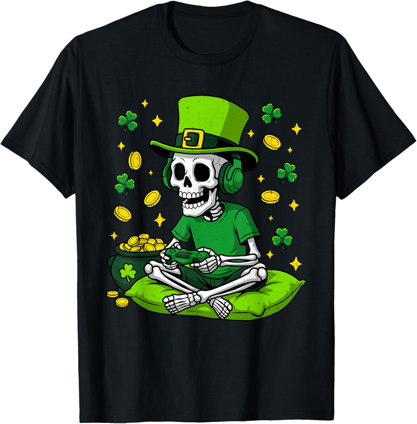 Boys St Patricks Day Irish Gamer Video Game Gaming Youth Kid T-Shirt - T-Shirt | Black