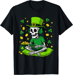 Boys St Patricks Day Irish Gamer Video Game Gaming Youth Kid T-Shirt - T-Shirt | Black