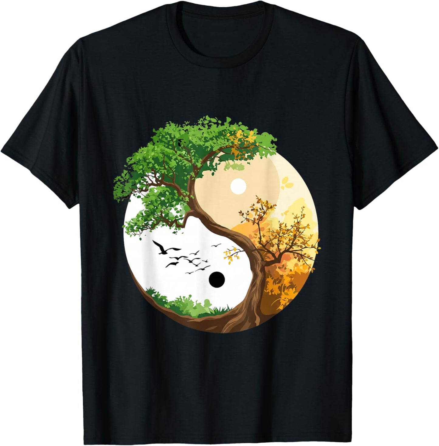 Yoga Chakra Tree of Life Hatha Wrinkled Hippoe T-Shirt - T-Shirt | Black