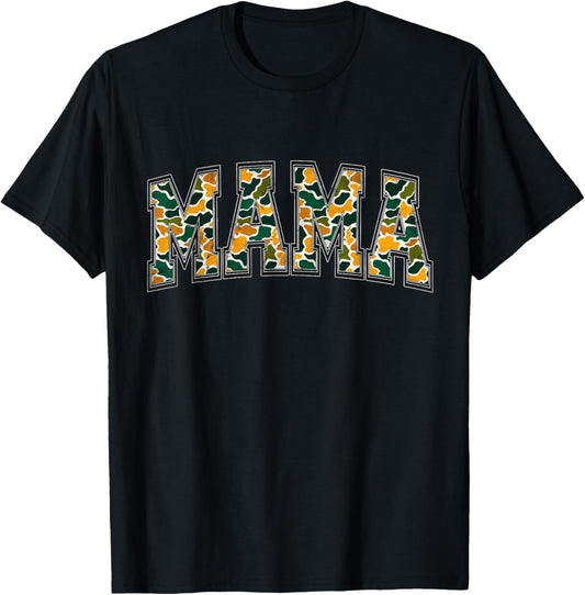 Camo Hunting Mama Retro Camo Mom Mother's Day Vintage T-Shirt - T-Shirt | Black