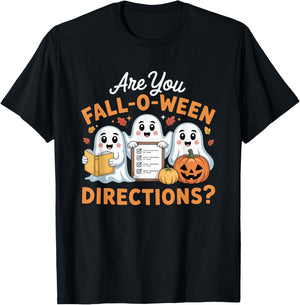 are You Fall O Ween Directions Teacher Ghost Halloween T-Shirt - T-Shirt | Black
