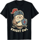 Knight Owl Funny Medieval Pun Joke Cute Graphic T-Shirt - T-Shirt | Black