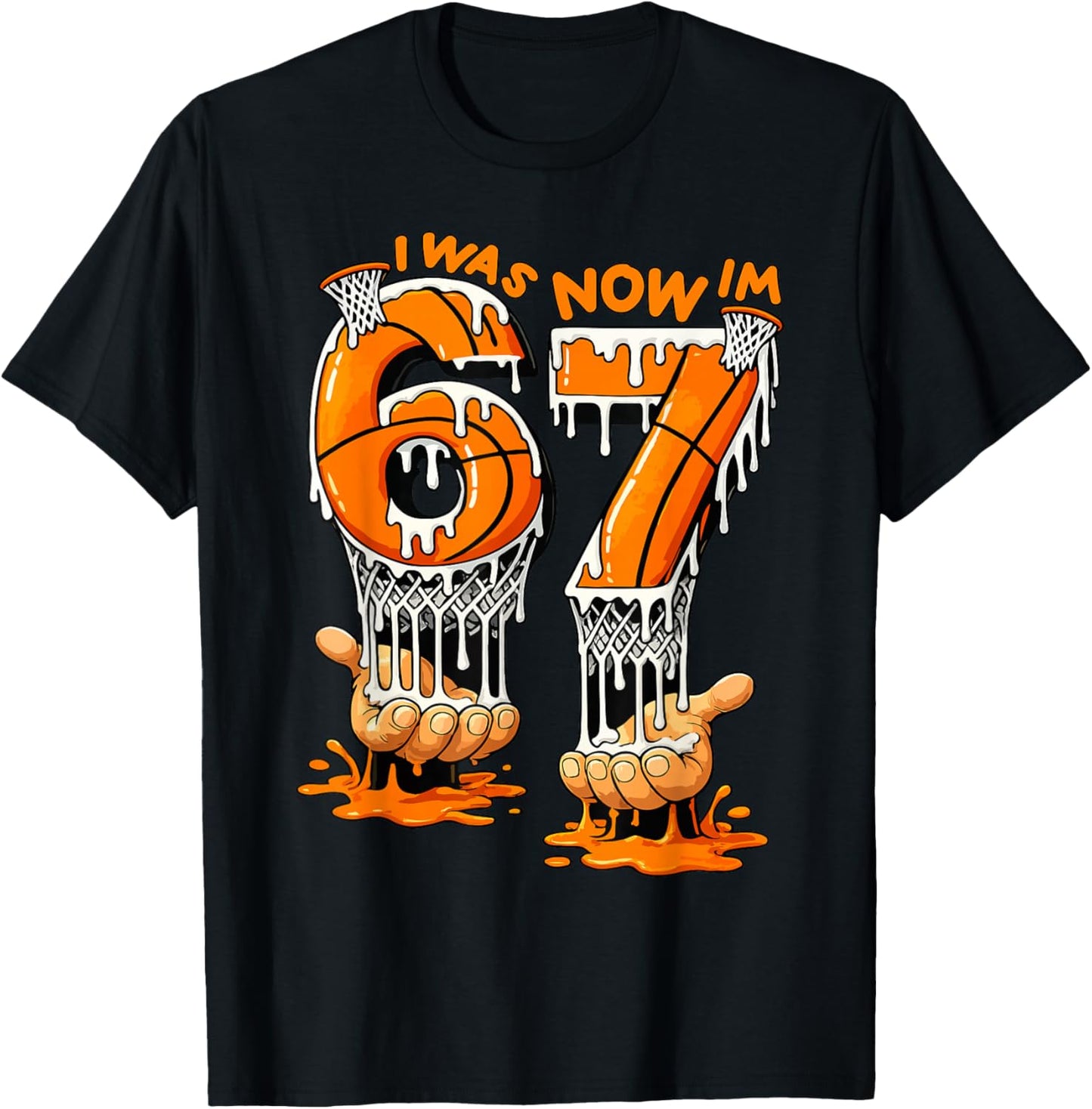 I was 6 Now I'm 7 Birthday Basketball 6 7 Meme 7th Birthday T-Shirt - T-Shirt | Black