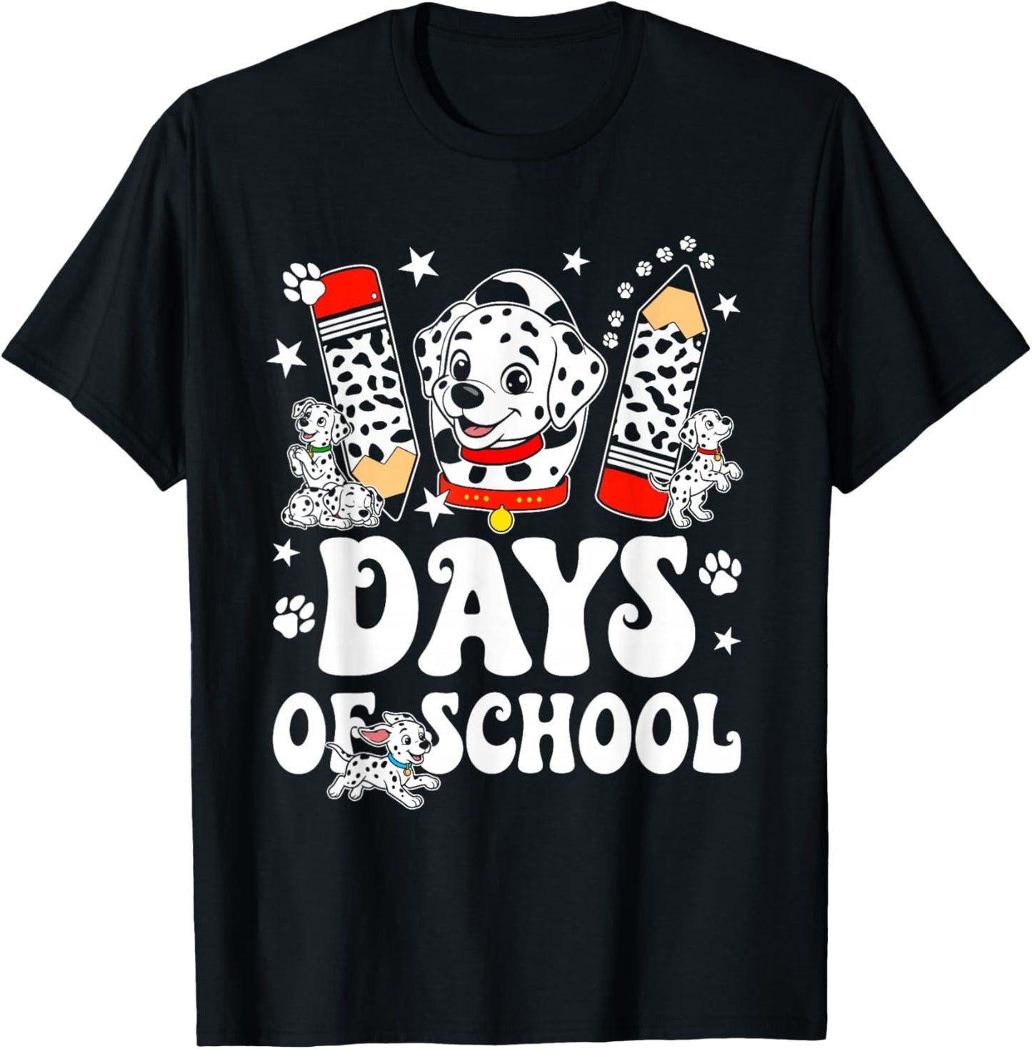 Happy 101 Days School Cute Dog 100 Days Smarter Student Kids T-Shirt - T-Shirt | Black