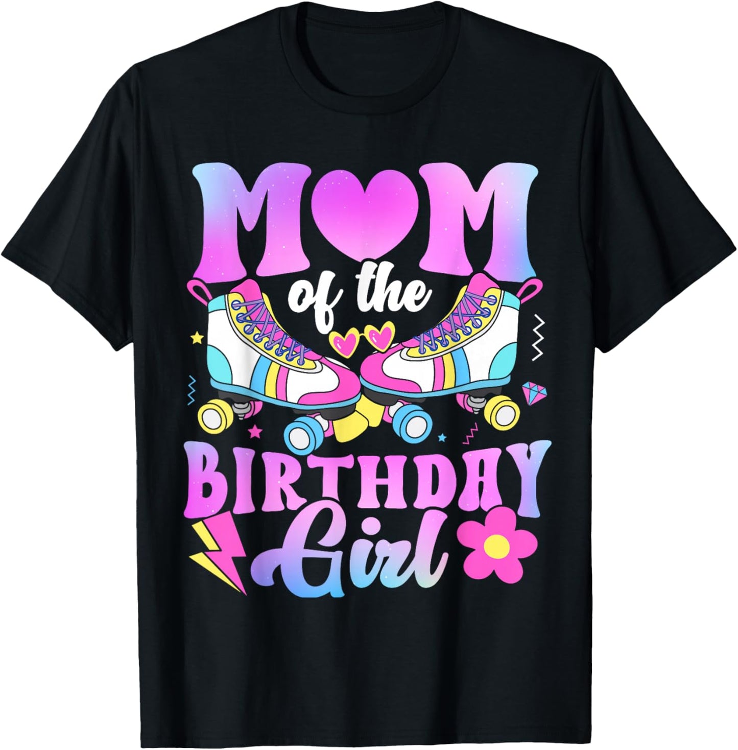 Mom of The Birthday Girl Rolling Skate Bday Family T-Shirt - T-Shirt | Black